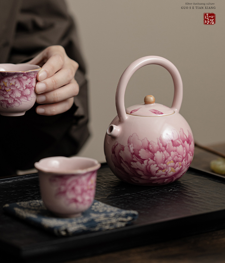 Thé Gaiwan - Pivoine Pot à Poignée Ronde