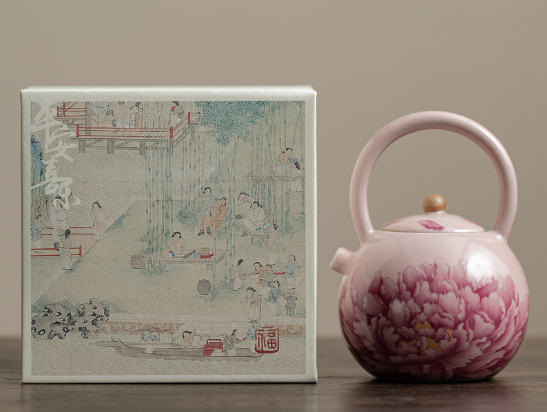 Thé Gaiwan - Pivoine Pot à Poignée Ronde