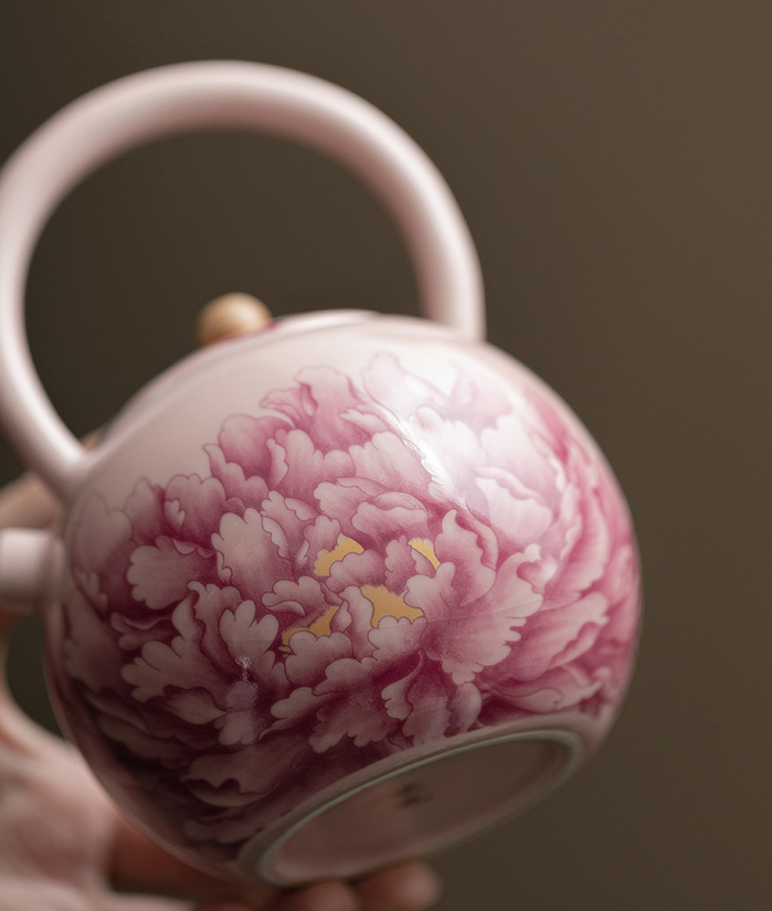 Thé Gaiwan - Pivoine Pot à Poignée Ronde