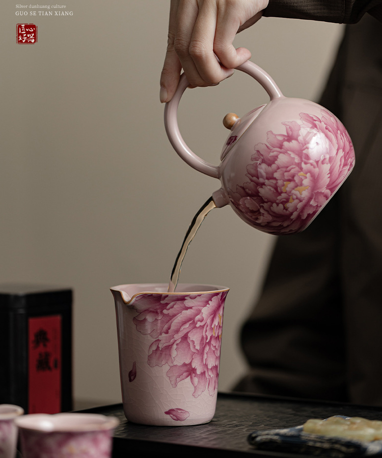 Thé Gaiwan - Pivoine Pot à Poignée Ronde