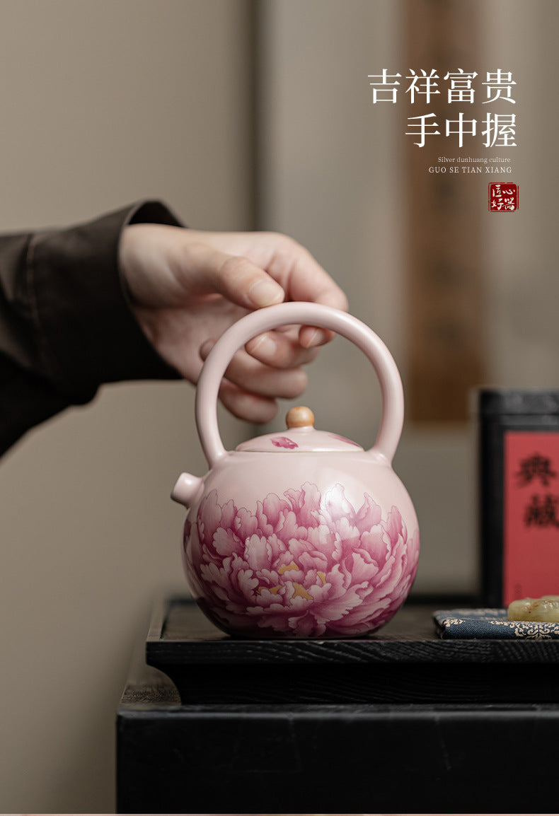 Thé Gaiwan - Pivoine Pot à Poignée Ronde